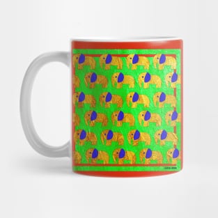 golden safari of elephants ecopop stampede art Mug